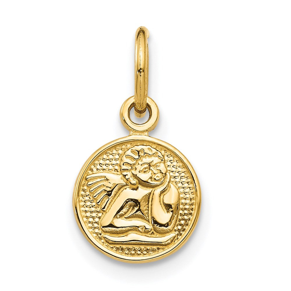 14k Small Polished Angel Round Charm, 16 x 13 mm