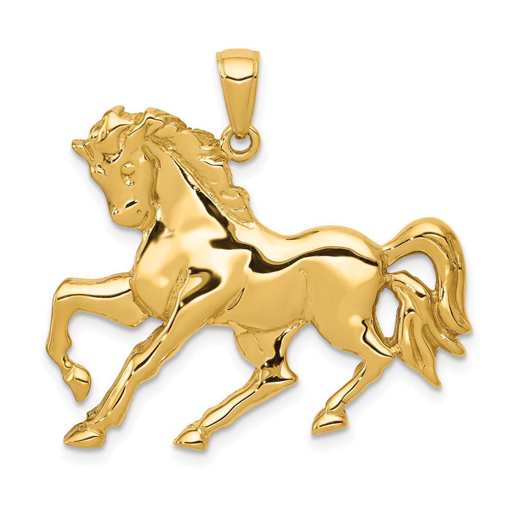 14k Horse Galloping Pendant, 30 x 31 mm