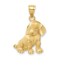 14k Satin Diamond-cut Dog Charm, 26 x 18 mm