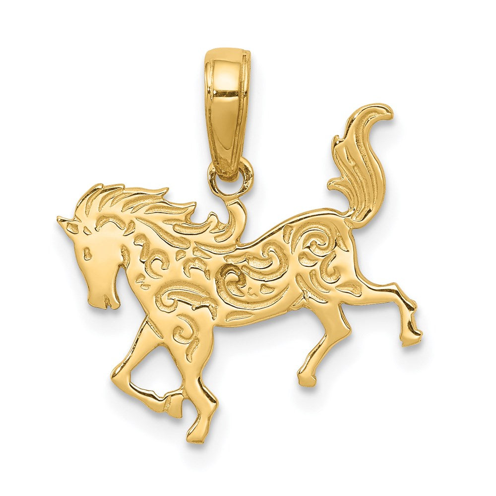14k Horse Pendant, 19 x 18 mm