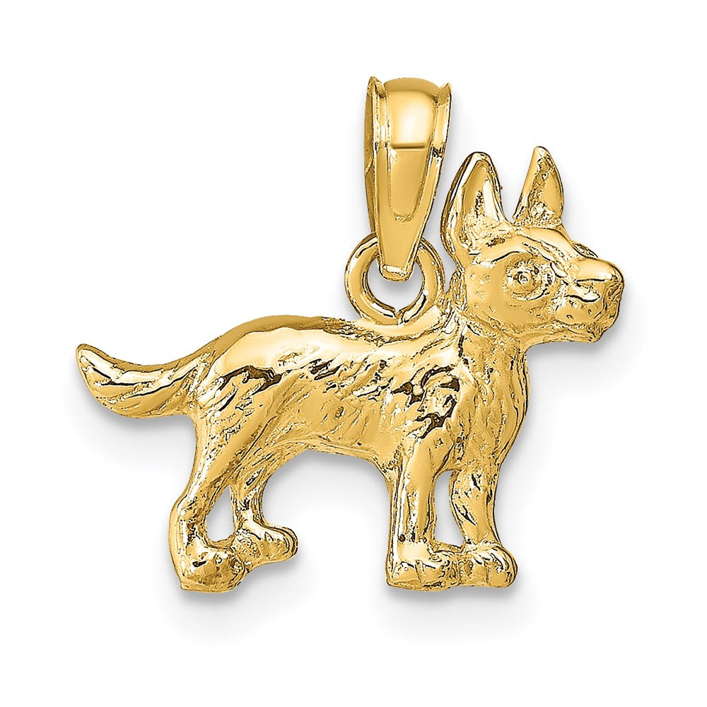 14k Terrier Dog Pendant, 15 x 16 mm