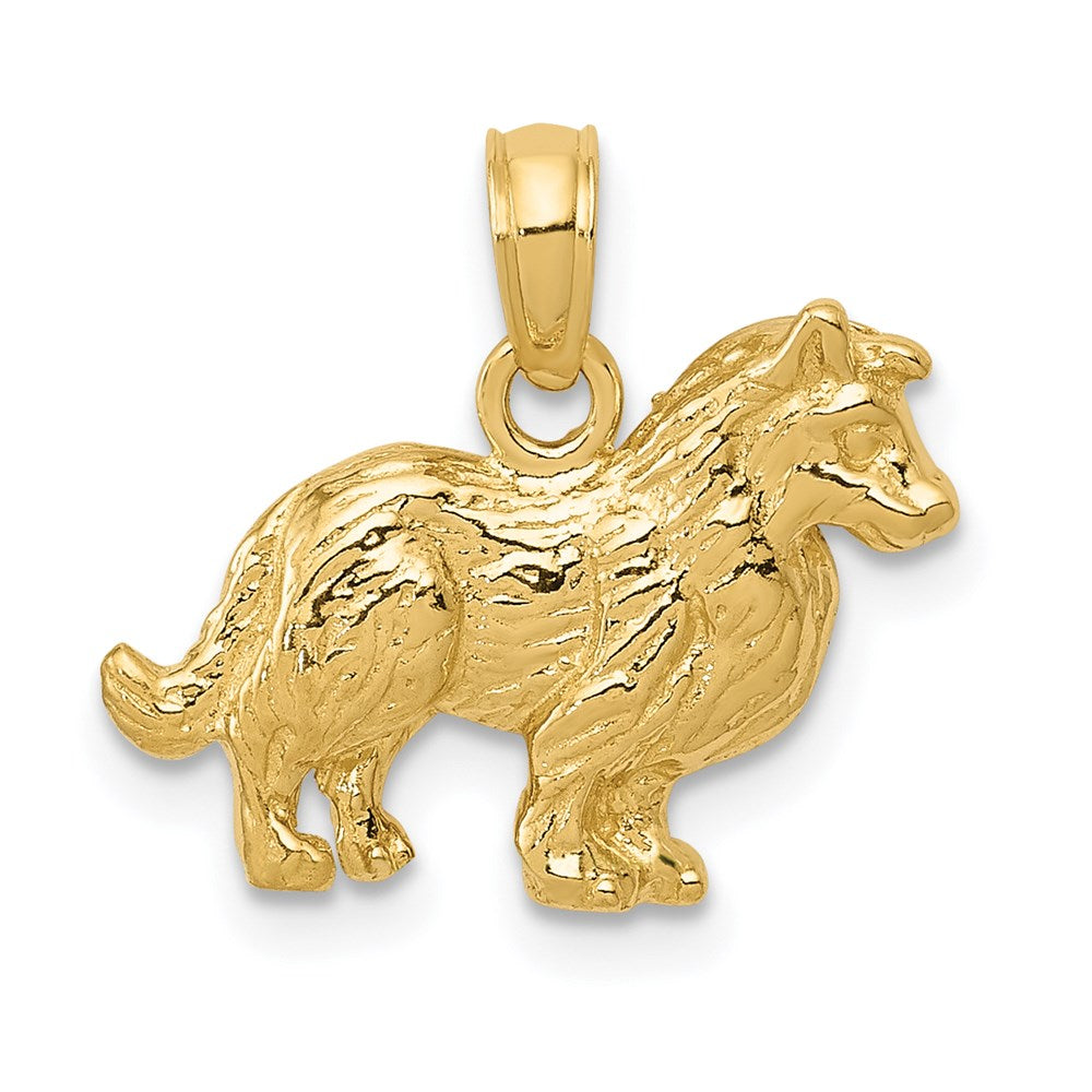 14k Collie Dog Pendant, 15 x 17 mm