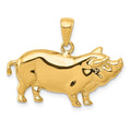 14k Pot Belly Pig Pendant, 20 x 28.5 mm