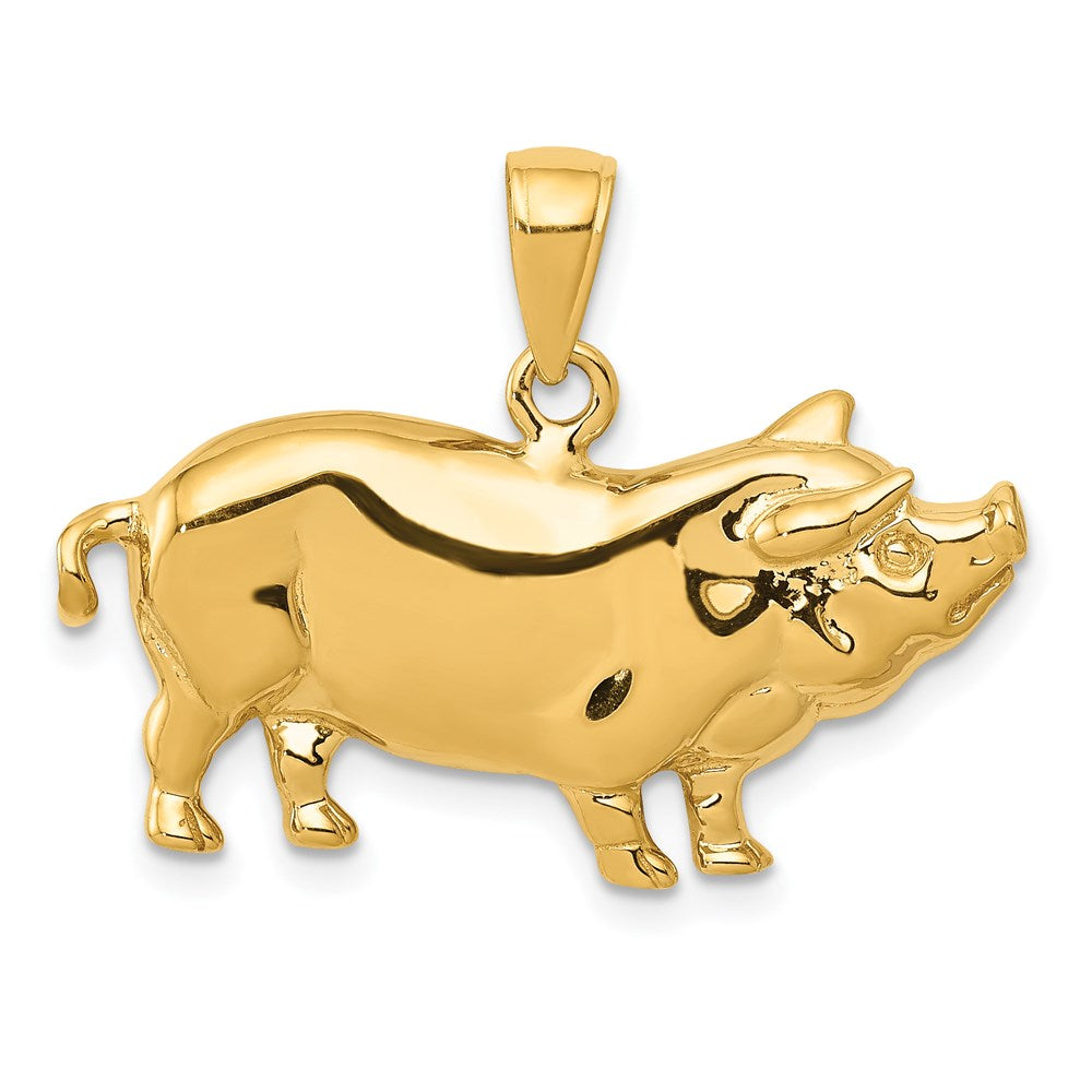 14k Pot Belly Pig Pendant, 20 x 28.5 mm