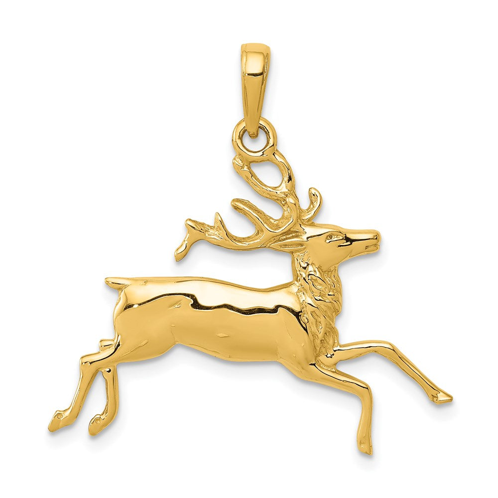 14k Deer Running Pendant, 29 x 30 mm