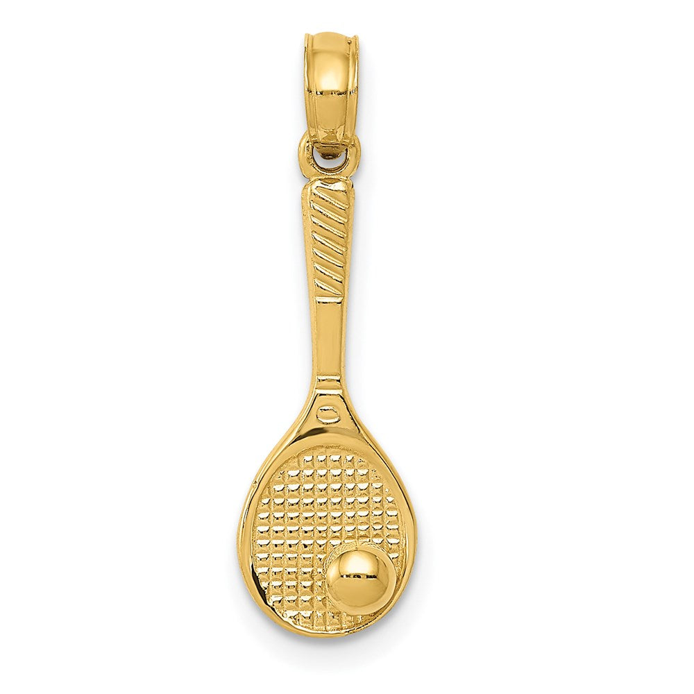 14k 3-D Tennis Racquet and Ball Charm, 25 x 7 mm