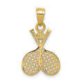 14k Double Tennis Racquet Charm, 23 x 12 mm