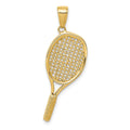 14k Solid Polished 3-D Tennis Racquet Pendant, 30 x 20 mm