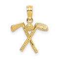 14k 3-D Golf Clubs with Ball Charm, 10.8 x 14.1 mm