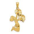 14k Diamond-cut Cheerleader Jumping with Pom-Poms Charm, 30 x 15 mm