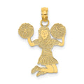 14k Cheerleader Jumping with Pom-Poms Charm, 17.5 x 15.8 mm
