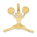 14k Cheerleader Jumping with Pom-Poms Charm, 21.6 x 25.9 mm