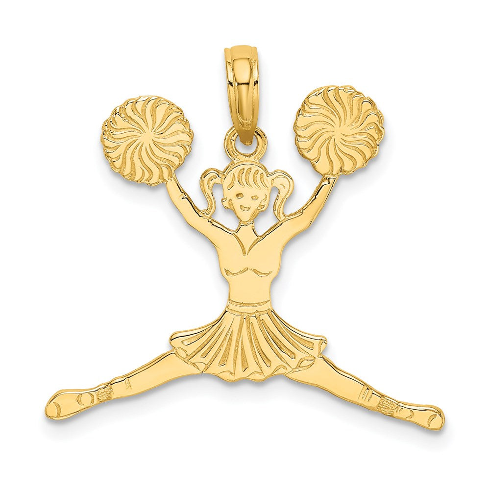 14k Cheerleader Jumping with Pom-Poms Charm, 21.6 x 25.9 mm