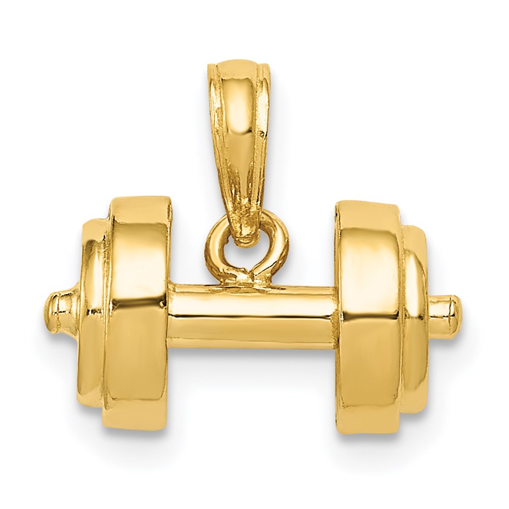 14k 3-D Single Barbell Pendant, 13 x 15 mm
