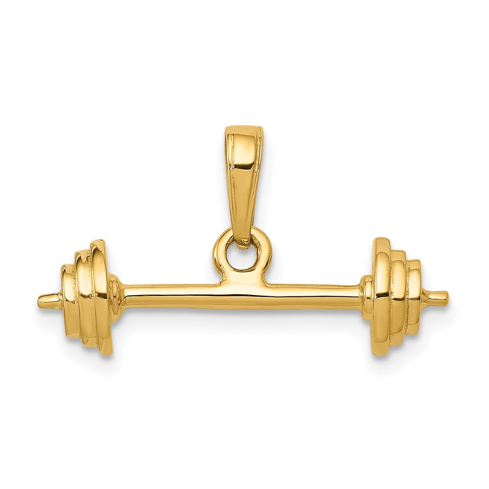 14k 3-D Barbell Pendant, 12 x 23 mm