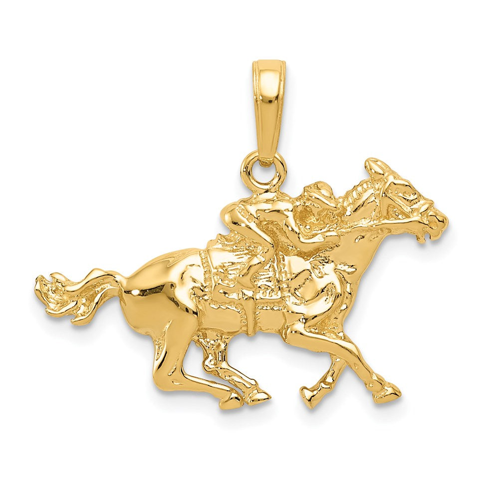 14k Jockey on Horse Pendant, 22 x 25 mm