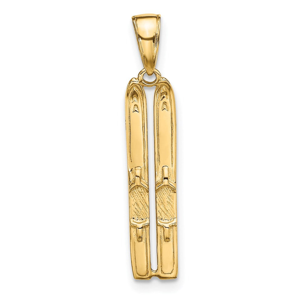 14k 3-D Snow Skis Pendant, 29 x 5 mm