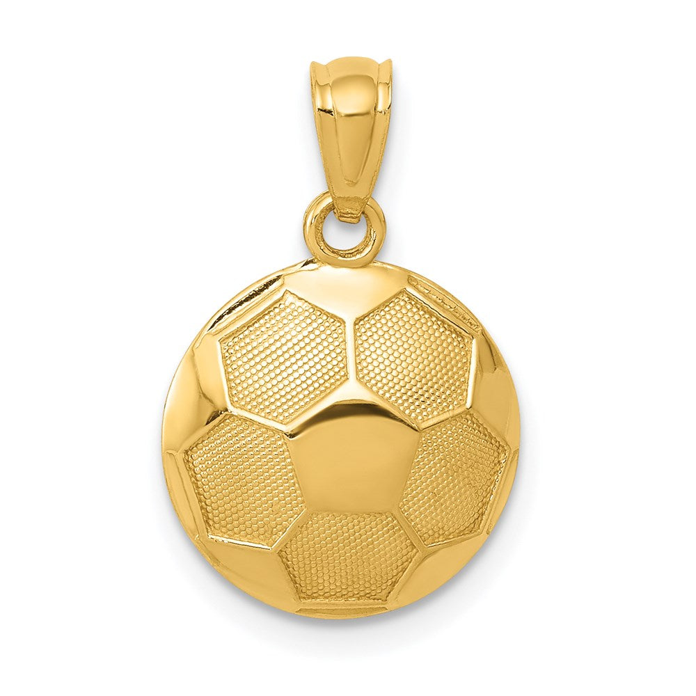 14k Domed Soccer Ball Pendant, 19 x 12 mm
