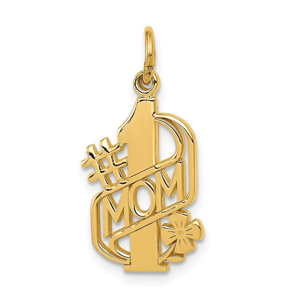 14k #1 MOM Charm, 22 x 21 mm