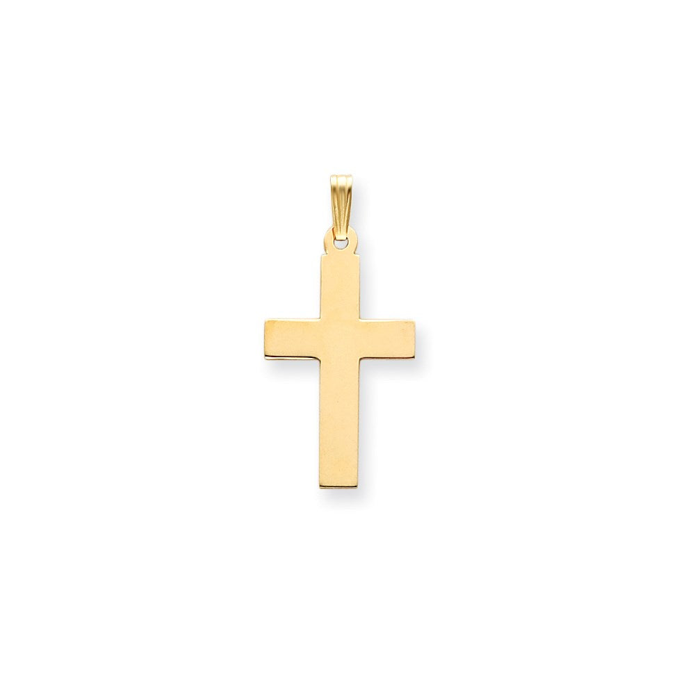 14K Polished Cross Charm, 38 x 19 mm