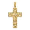 14k Diamond-cut Filigree Cross Pendant, 32 x 17 mm