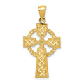 14k Diamond-cut Celtic Cross Pendant, 34 x 17 mm