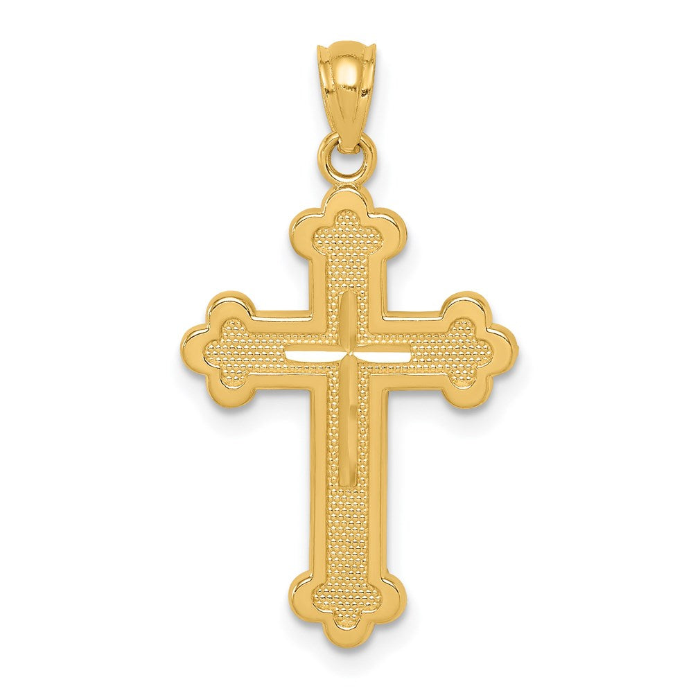14k Budded Cross Pendant, 30 x 17 mm
