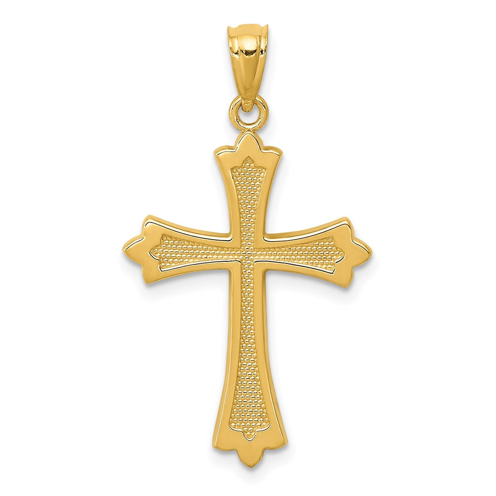 14k Fleur de Lis Cross Pendant, 30 x 17 mm