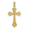 14k Diamond-cut Cross Pendant, 34 x 18 mm