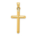 14k 3-D Hollow Cross Pendant, 35 x 17 mm