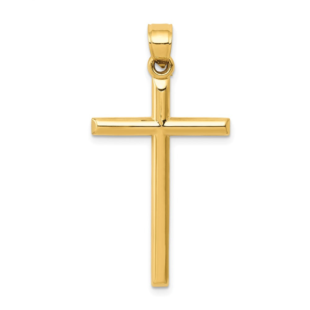 14k Polished Hollow Cross Pendant, 38 x 20 mm