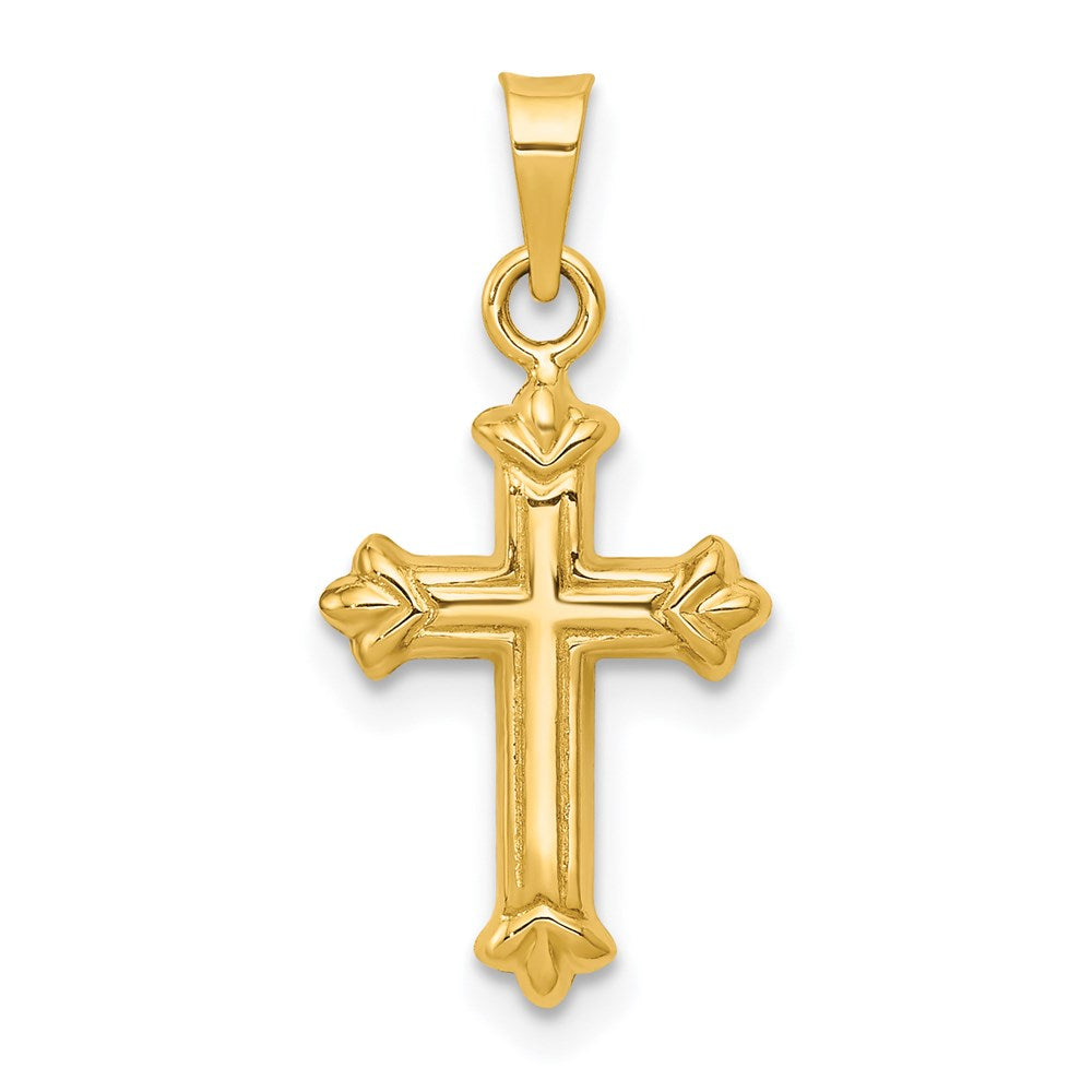 14k Fleur de Lis Hollow Cross Charm, 23 x 11 mm