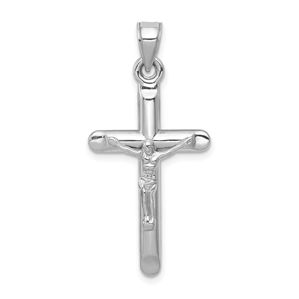 14k White Gold Crucifix Pendant, 36 x 17 mm
