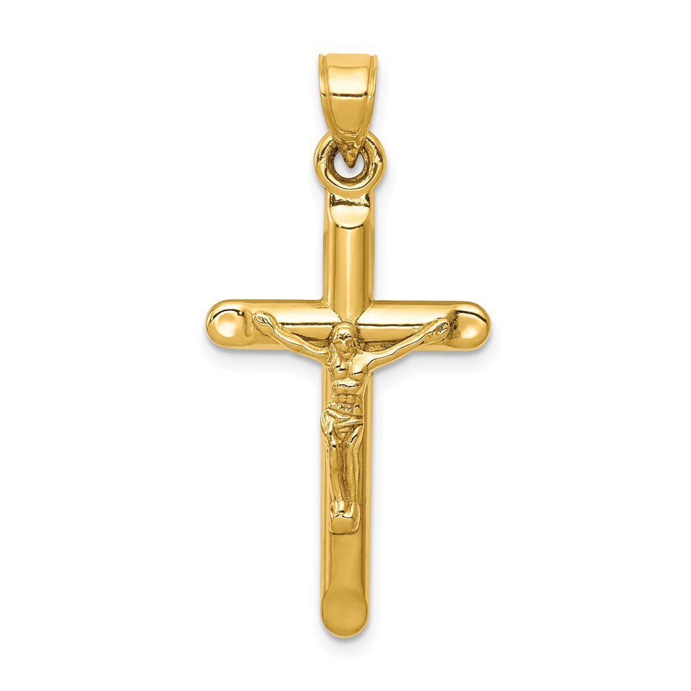 14k Hollow Crucifix Pendant, 36 x 17 mm