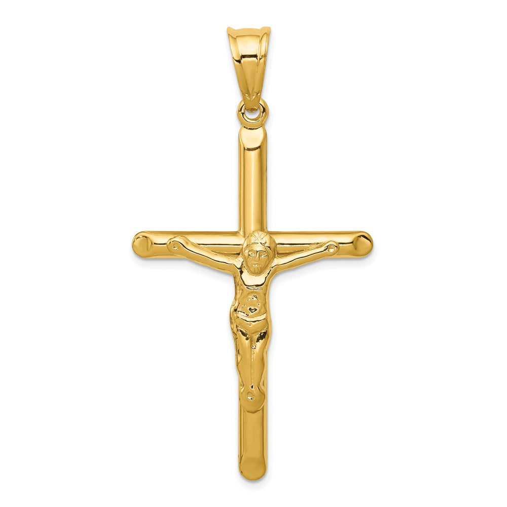 14k Polished Hollow Crucifix Pendant, 57 x 29 mm