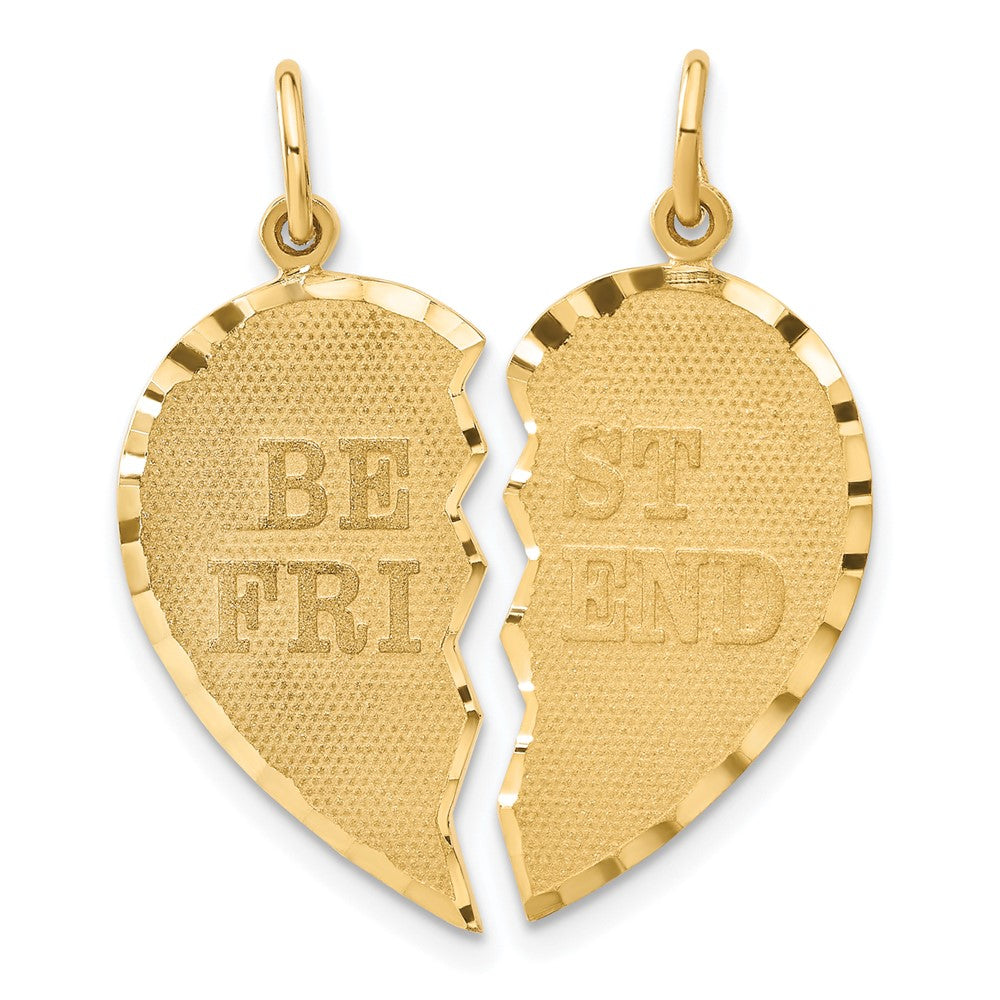 14k BEST FRIEND Diamond-cut 2-piece Charm, 27 x 22 mm