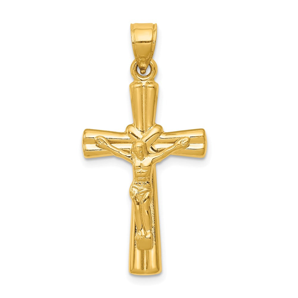 14K Hollow Crucifix Reversible to X-Center Cross Pendant, 34 x 16 mm