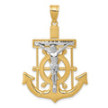 14k Two-tone Diamond-cut Mariners Crucifix Pendant, 51 x 34 mm