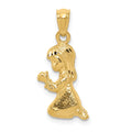 14k Praying Girl Pendant, 23 x 10 mm