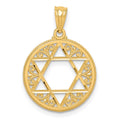 14k Filigree Star of David Round Pendant, 24 x 17 mm