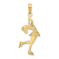 14k Ice Skater Turning Charm, 23.5 x 11.8 mm