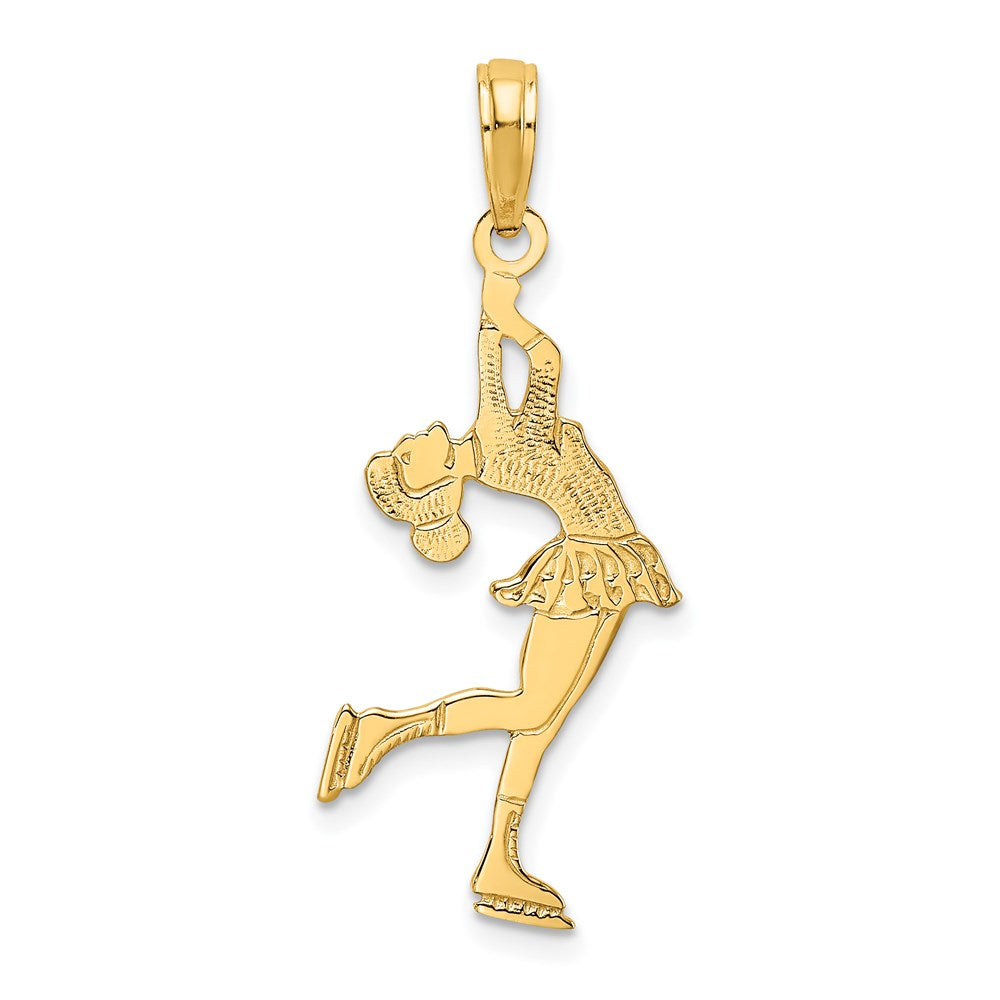 14k Ice Skater Turning Charm, 23.5 x 11.8 mm