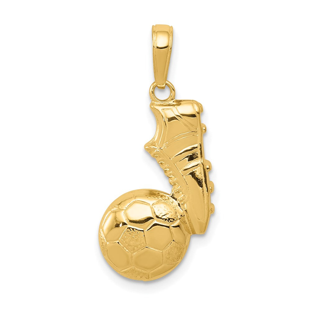 14k Soccer Ball and Shoe Pendant, 25 x 13 mm