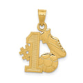 14K #1 Soccer Ball With Cleats Pendant, 21 x 16 mm
