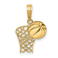 14k Basketball Hoop and Ball Pendant, 18 x 12 mm