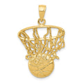 14k Swoosh Basketball and Net Pendant, 30 x 20 mm