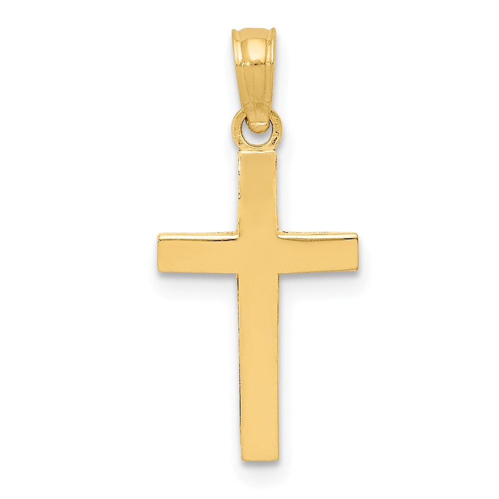 14k Beveled Cross Charm, 22.8 x 11 mm