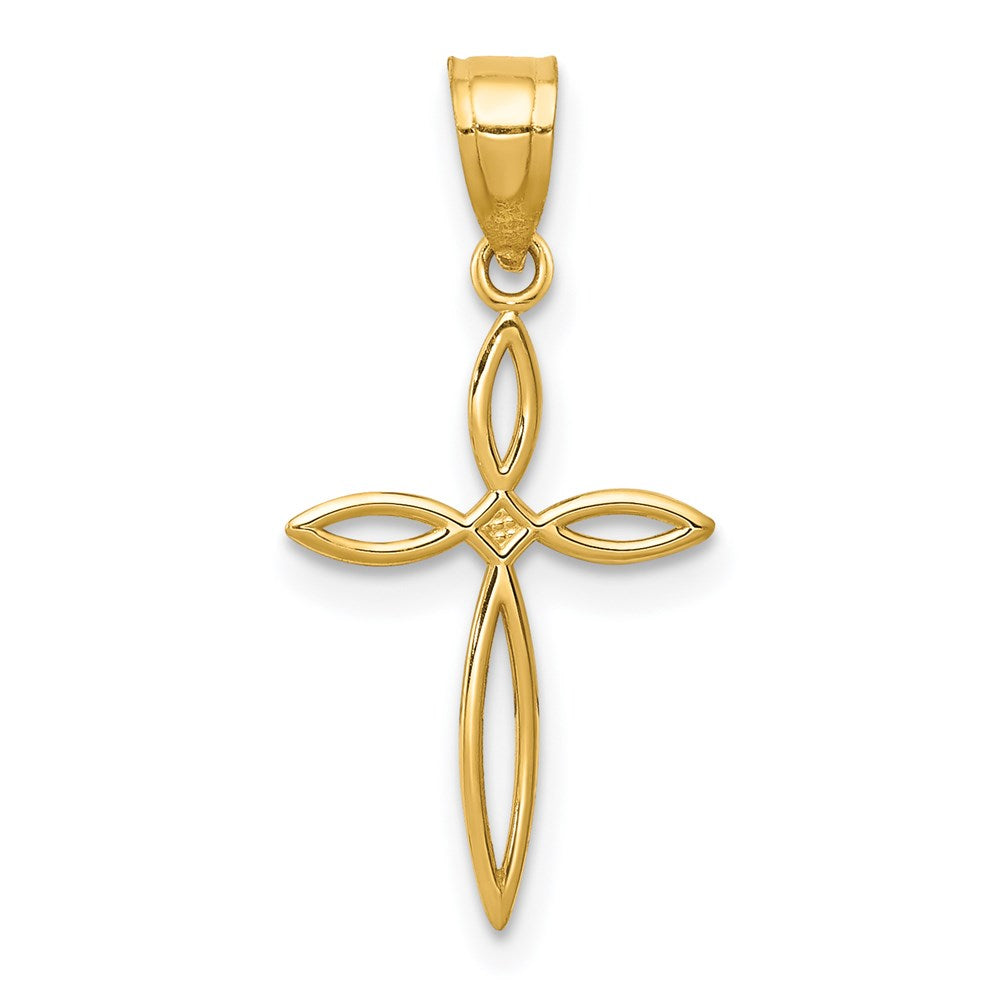 14k Passion Cross Charm, 24 x 12 mm
