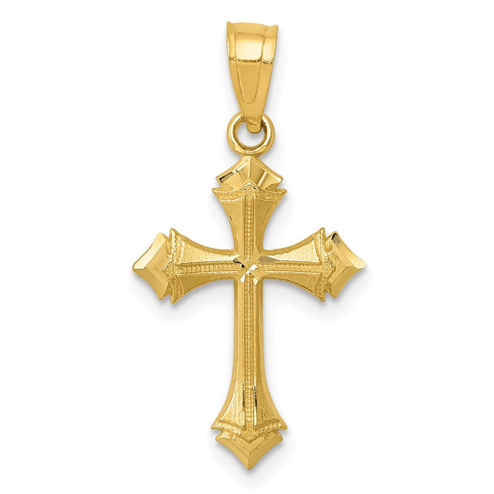 14k Diamond-cut Passion Cross Charm, 25 x 13 mm