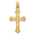 14k Budded Cross Charm, 26 x 14 mm